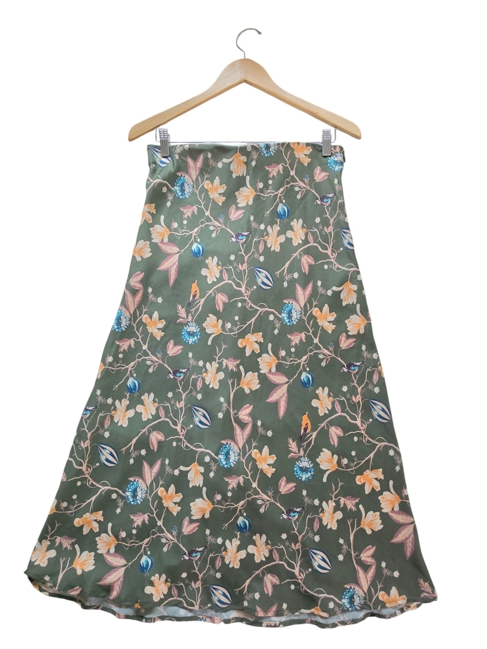 Urban Outfitters Olive Green Floral A-Line Midi Skirt - Picture 2 of 8